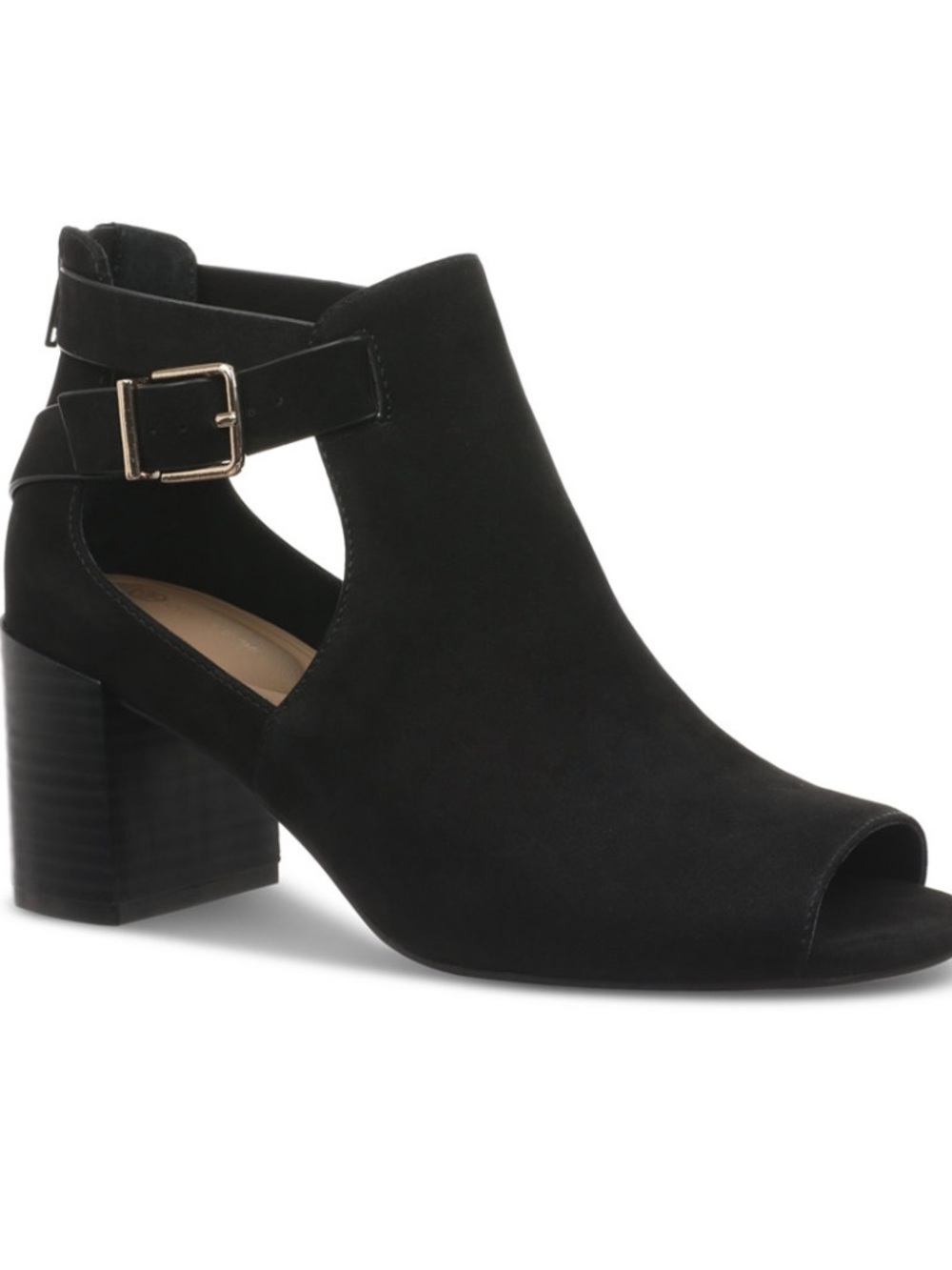 Giani Bernini Black Suede Block Heel Peep Toe Shooties